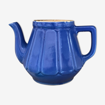Blue earthenware teapot