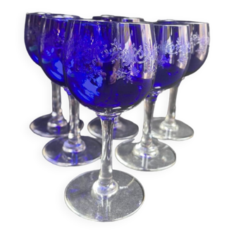 6 glasses of Rhine wine (Roemer) stamped Baccarat Service Sévigné