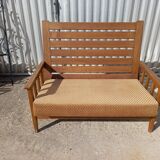Scandinavian style oak bench in the 60s