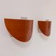 Pair of vintage wall lights in wood and glass, France 1970.
