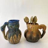 Flamed stoneware pitcher signed Méténier, 1900