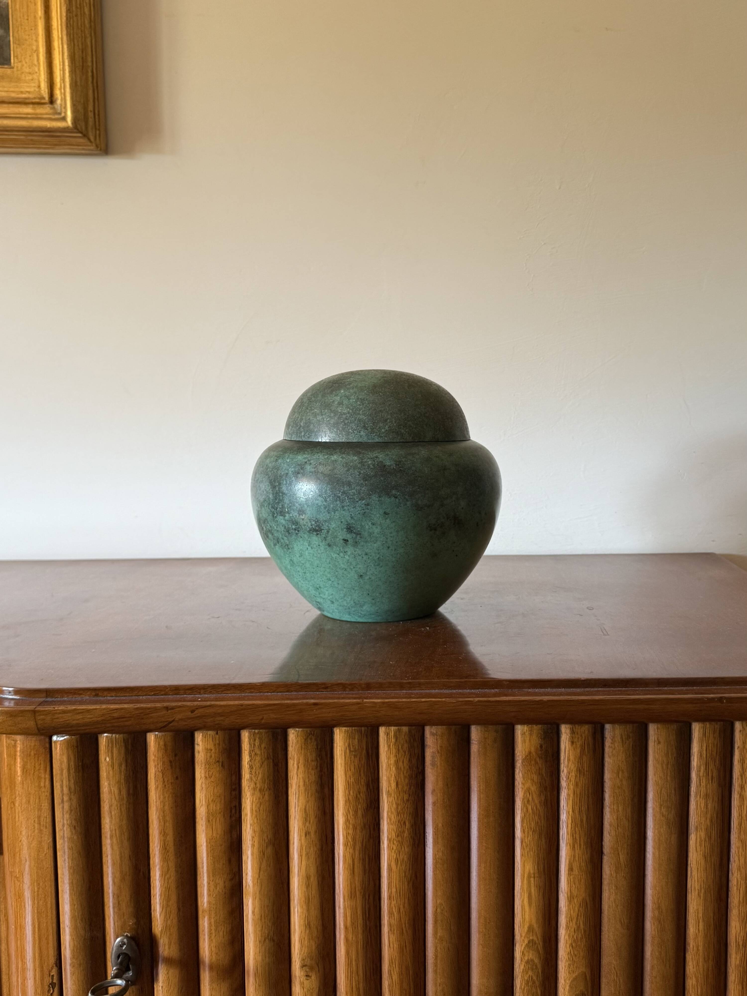 Art Deco green vase / potiche Ikora series, Paul Haustein, WMF Germany ca.