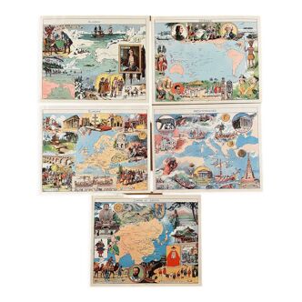 Set of 5 cards illustrated by JP Pinchon - 1948