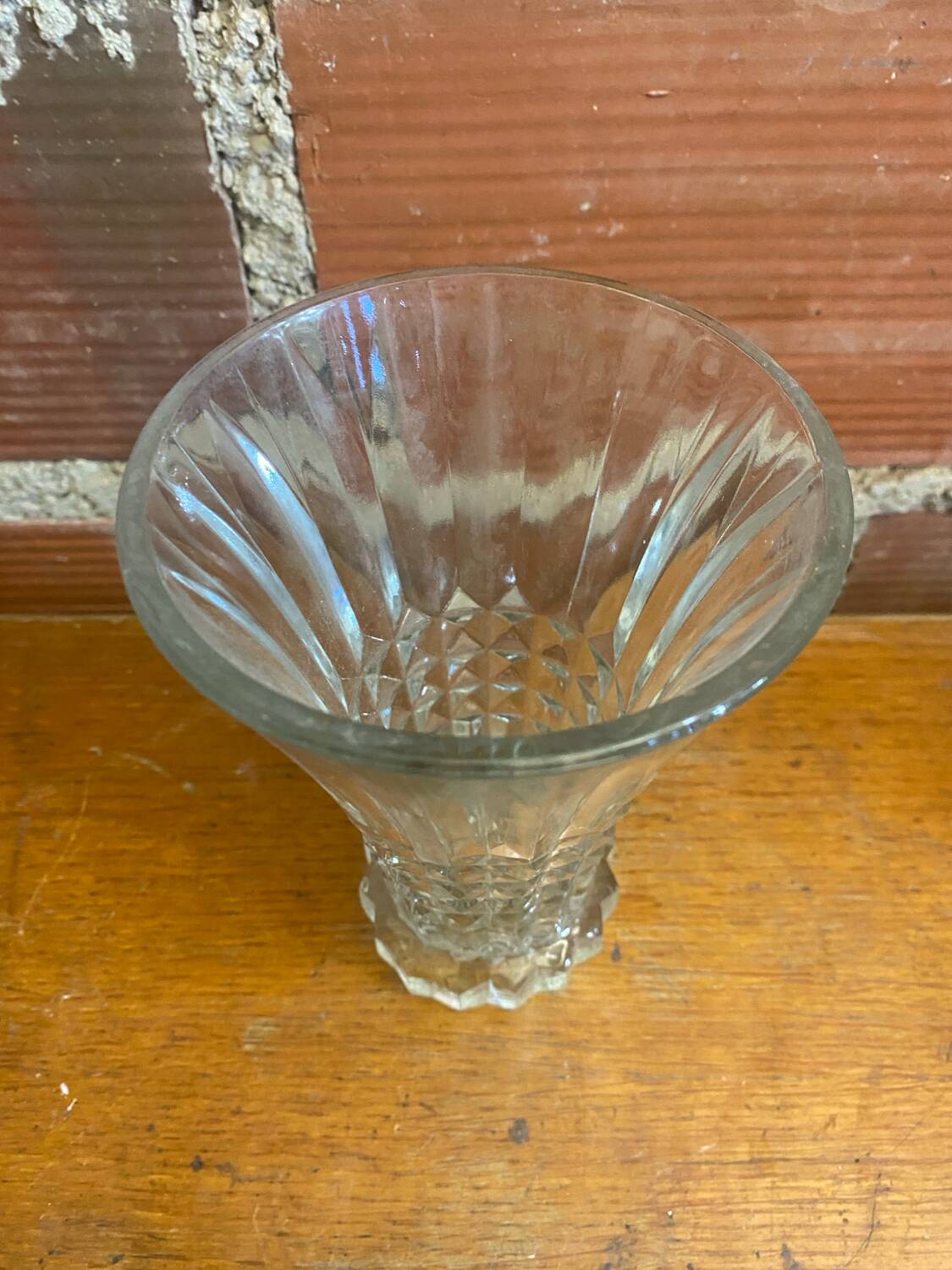 Pair Antique Clear Molded Vase Vintage Decoration #C596