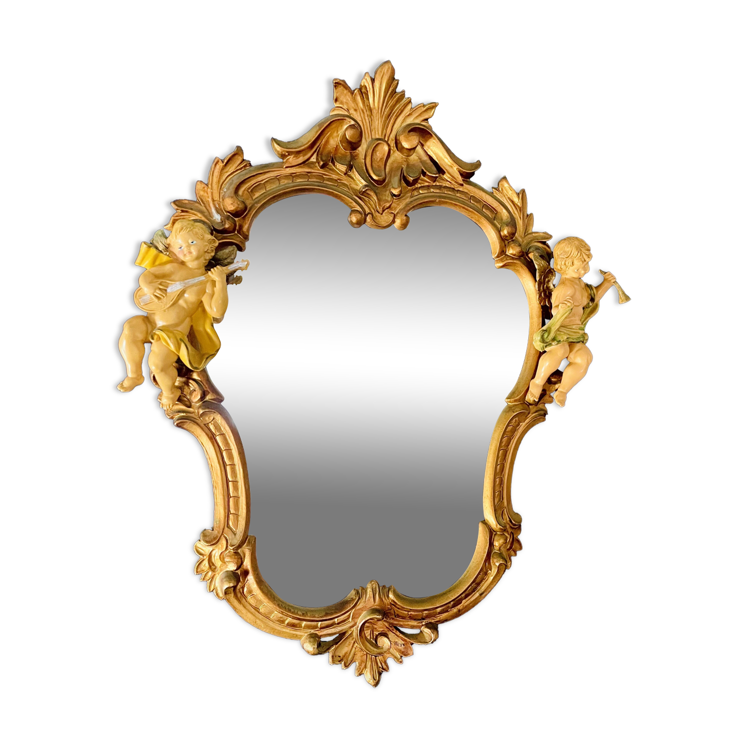 Miroir ancien anges musiciens style Victorien Baroque