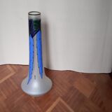 Art Deco enamel vase signed Leune
