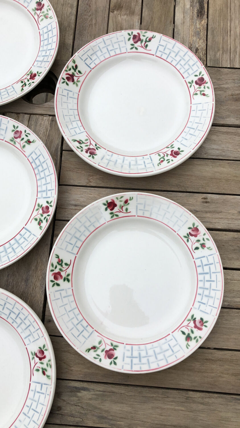 Ensemble de 7 assiettes plates christiane sarreguemines et digoin