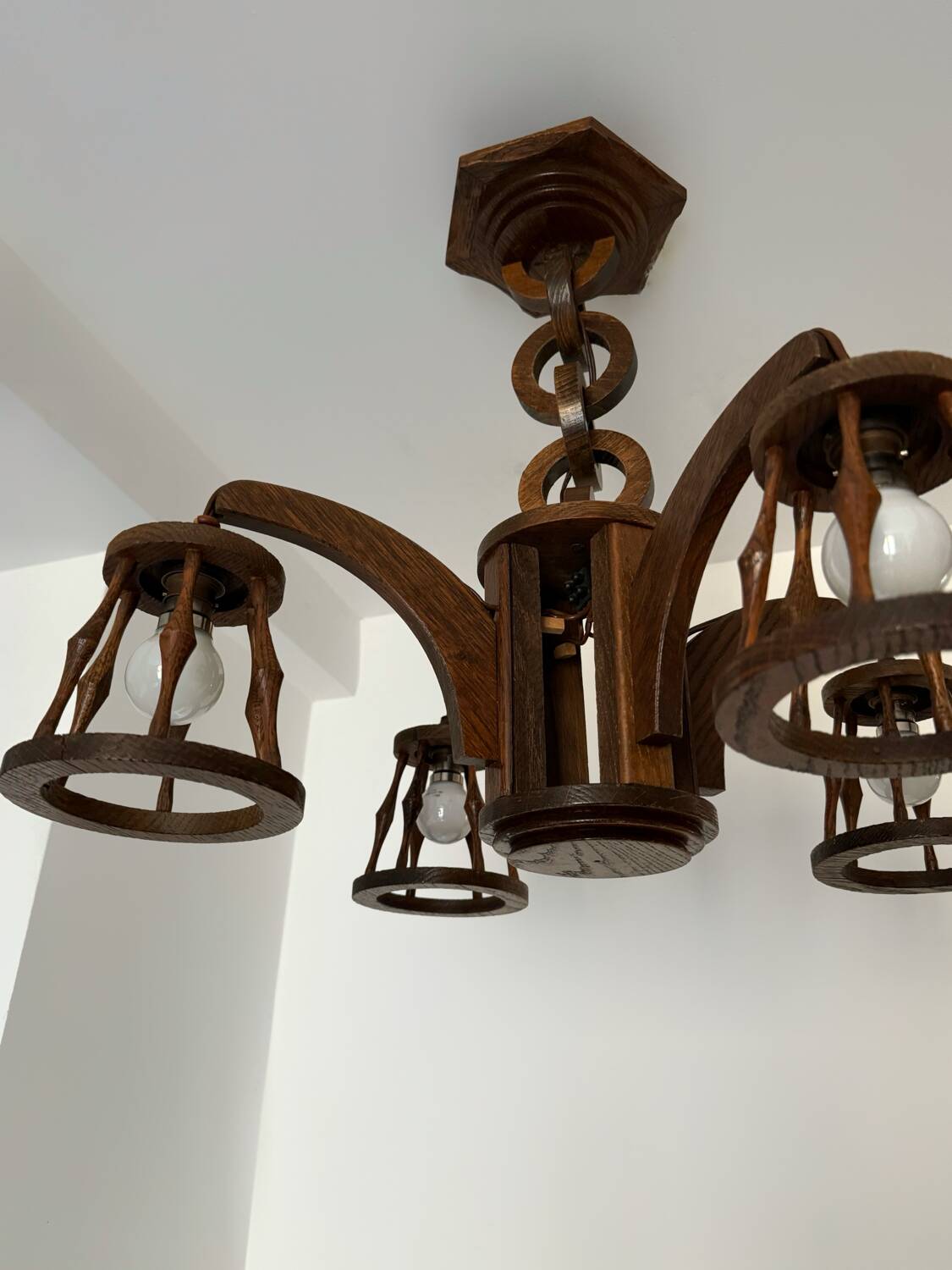 50s wooden chandelier