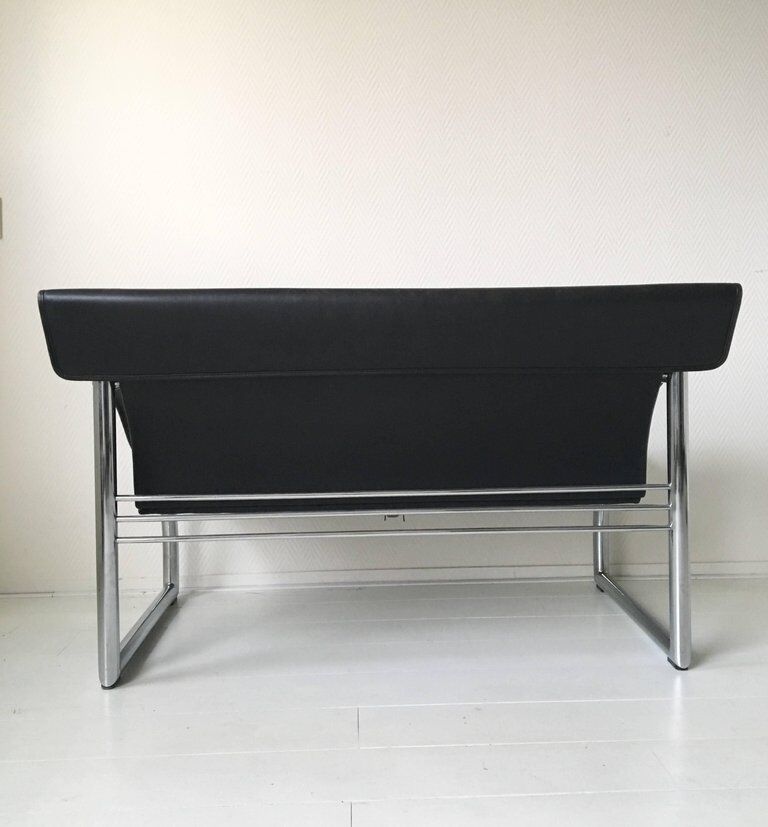 Sofa and Chair in black leather of Sede DS-127 of Gerd Lange 1980 s