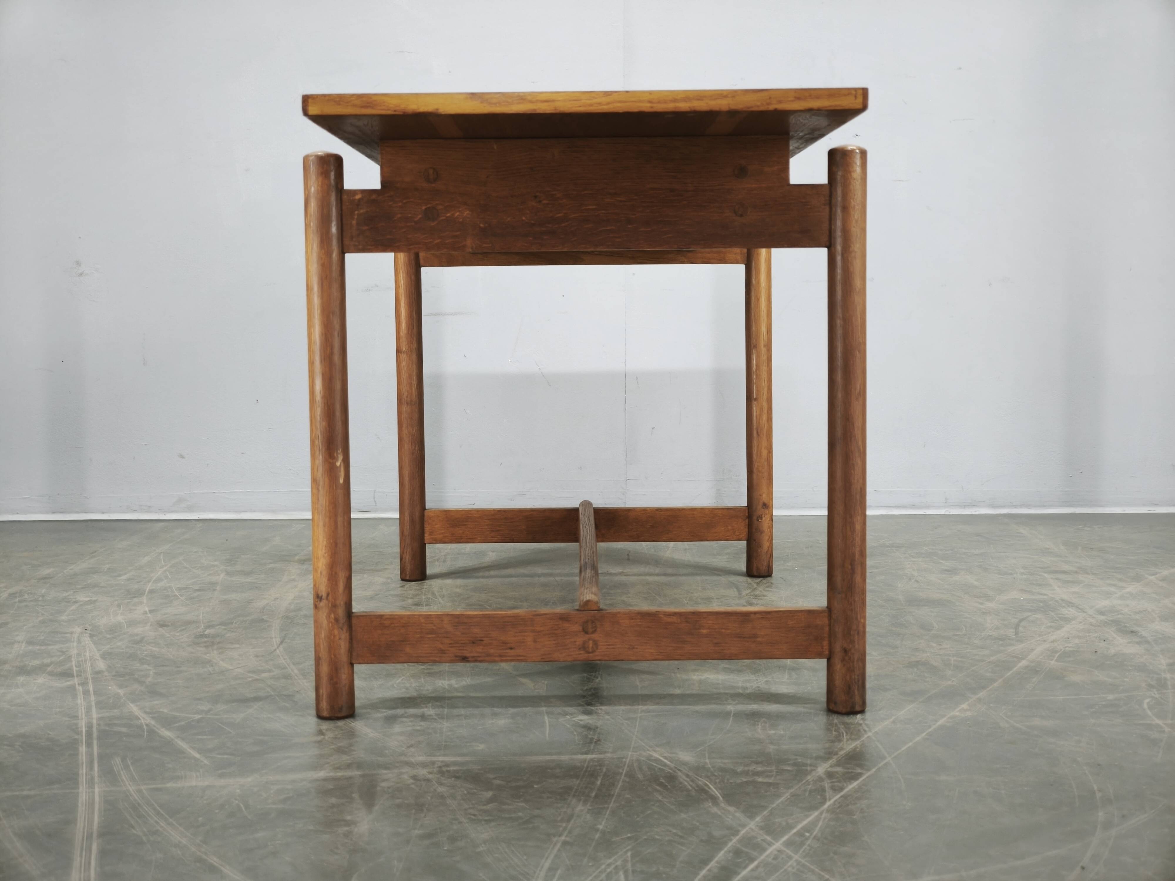 1960s Czech Coffee Table in Solid Oak by Krásná Jizba