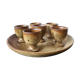 6 coquetiers sur leur assiette en gré