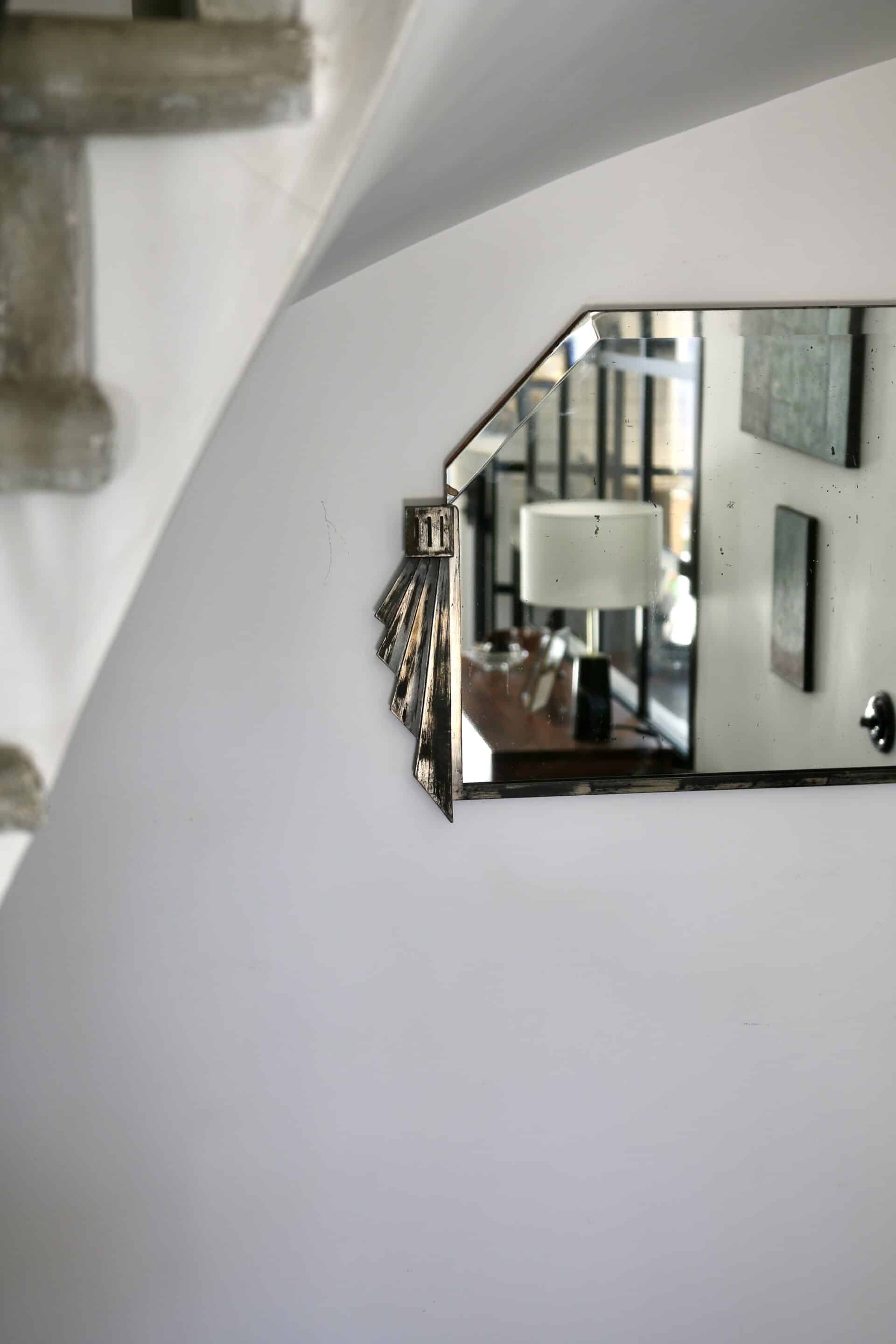 Bevelled mirror from the Art Deco period and style, 1930-40.