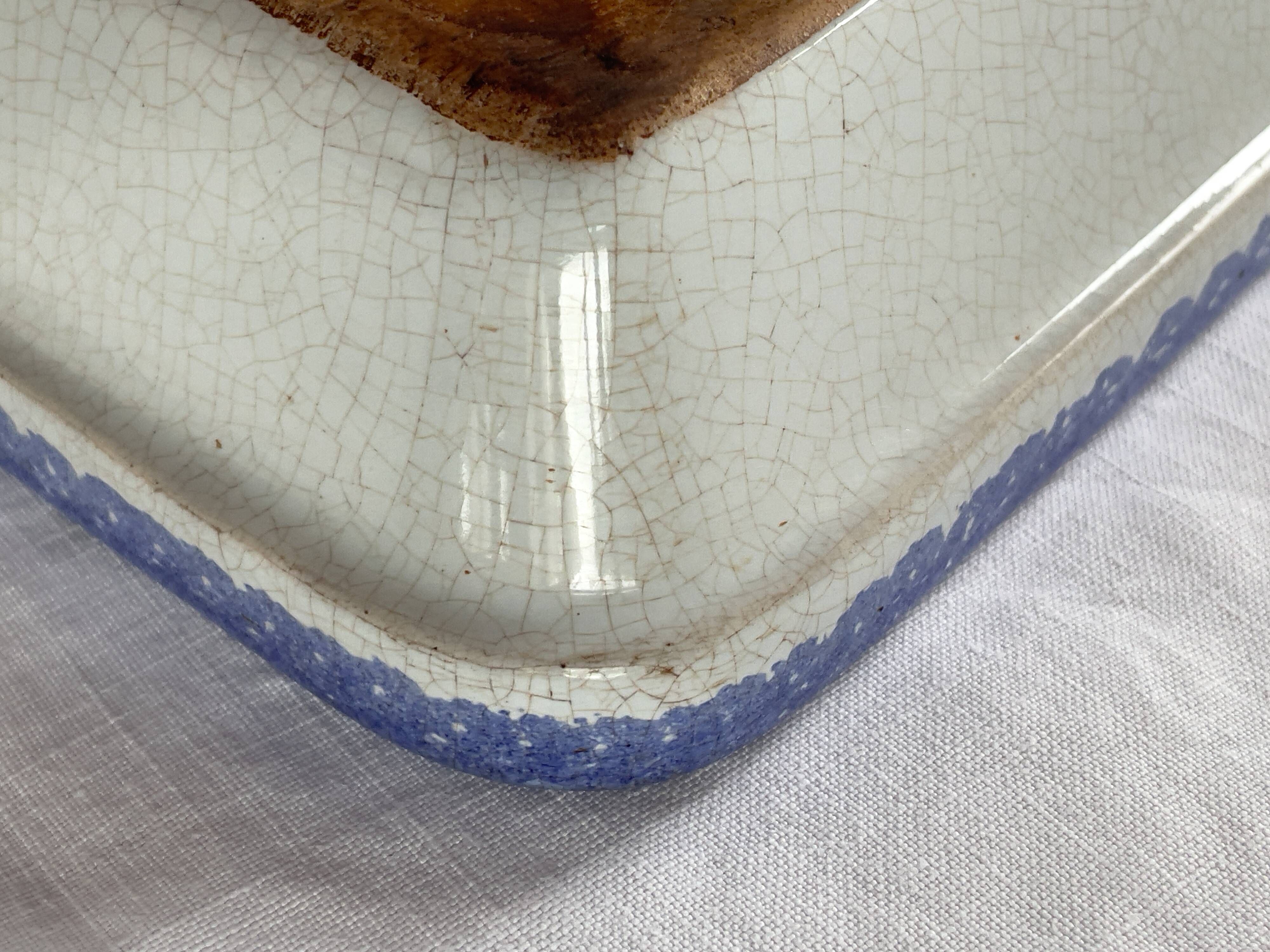 Antique and rare emile henry oven dish with hb henriot quimper decoration 1950