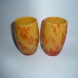 Paire de petits vases pâte de verre signée Daum Nancy France