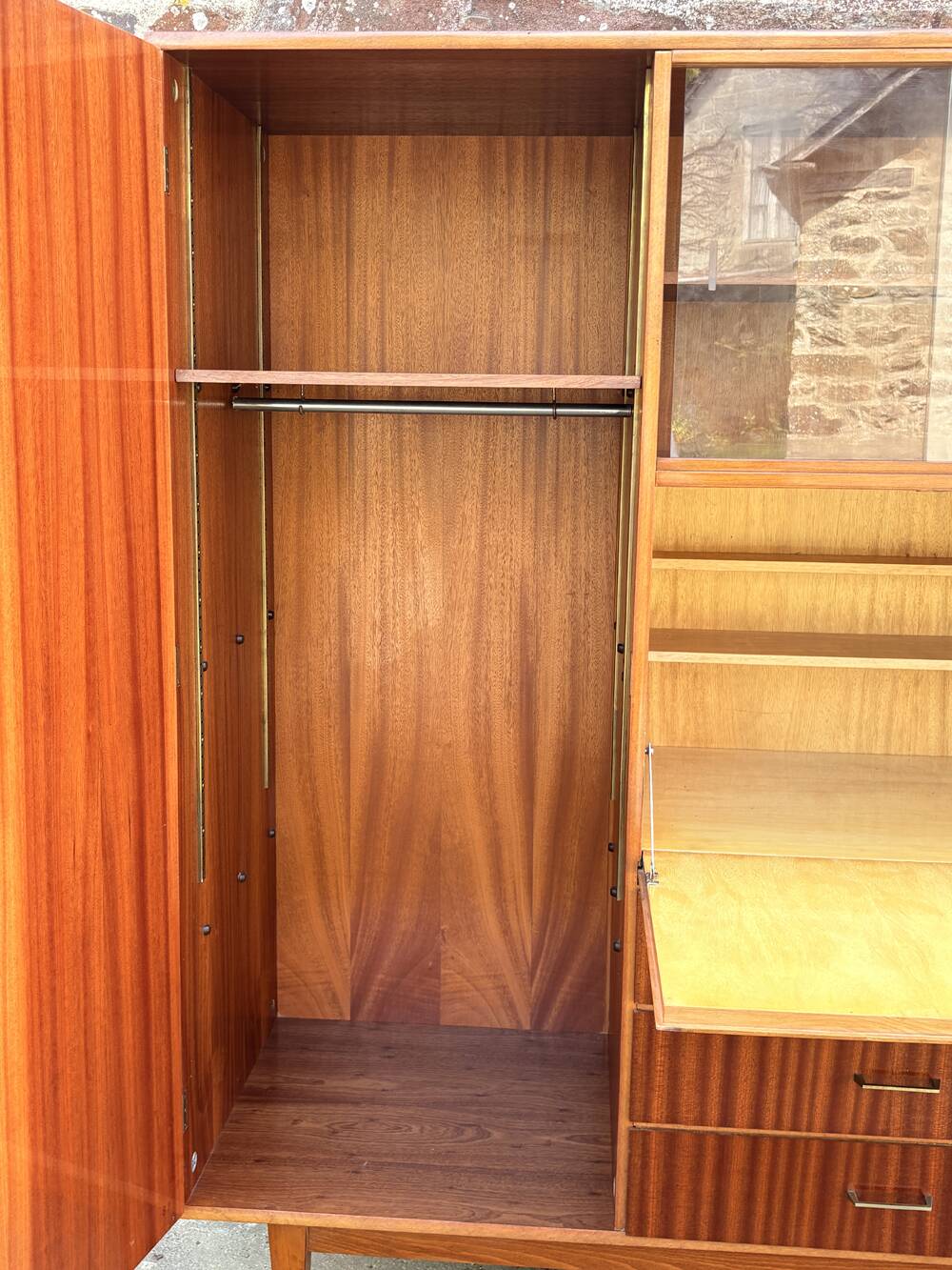 Vintage 1950s combined wardrobe in varnished mahogany – Scandinavian