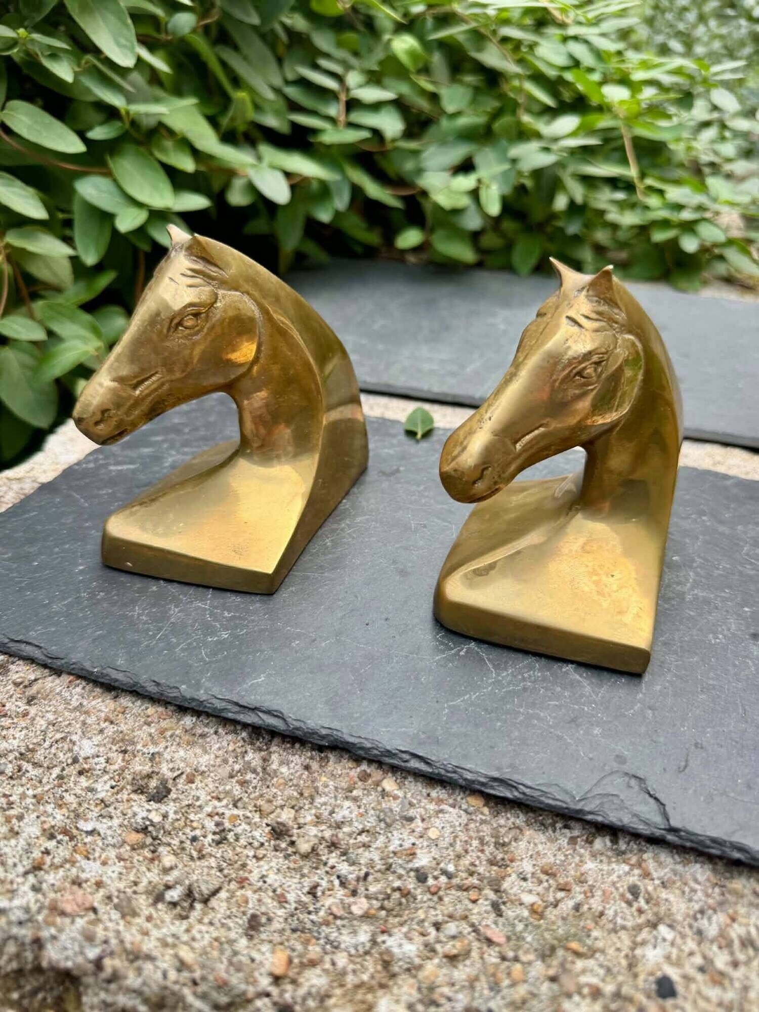 Pair of brass Art Deco horse bookends