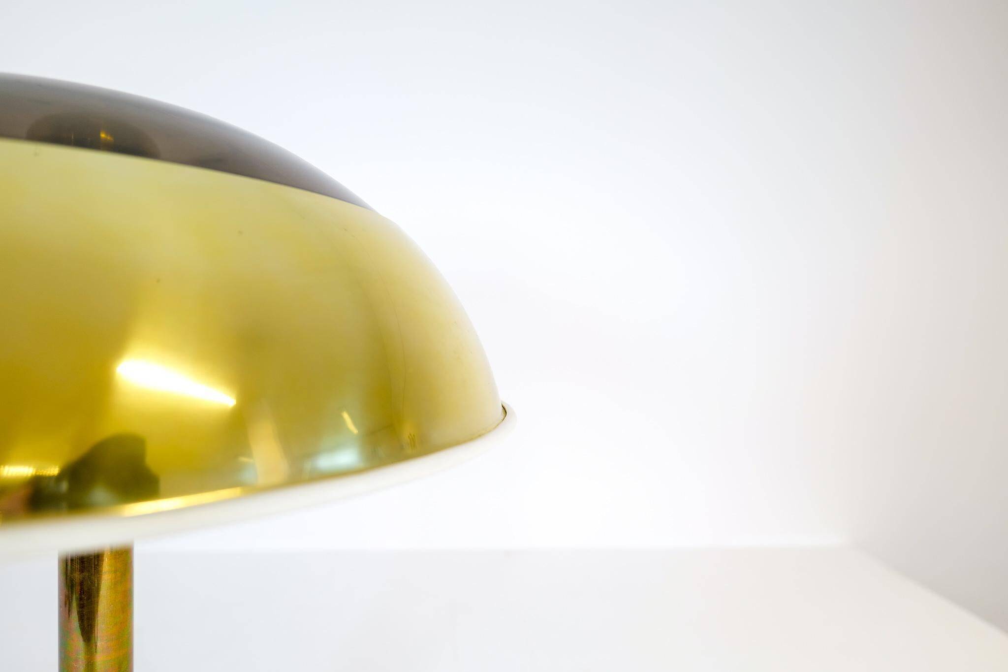 Large Space Age table lamp in brass by Fagerhults, Sweden, 1970s.