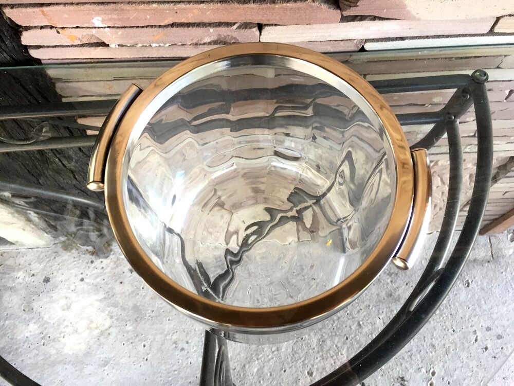 Champagne bucket glass and metal silver flagship for christofle