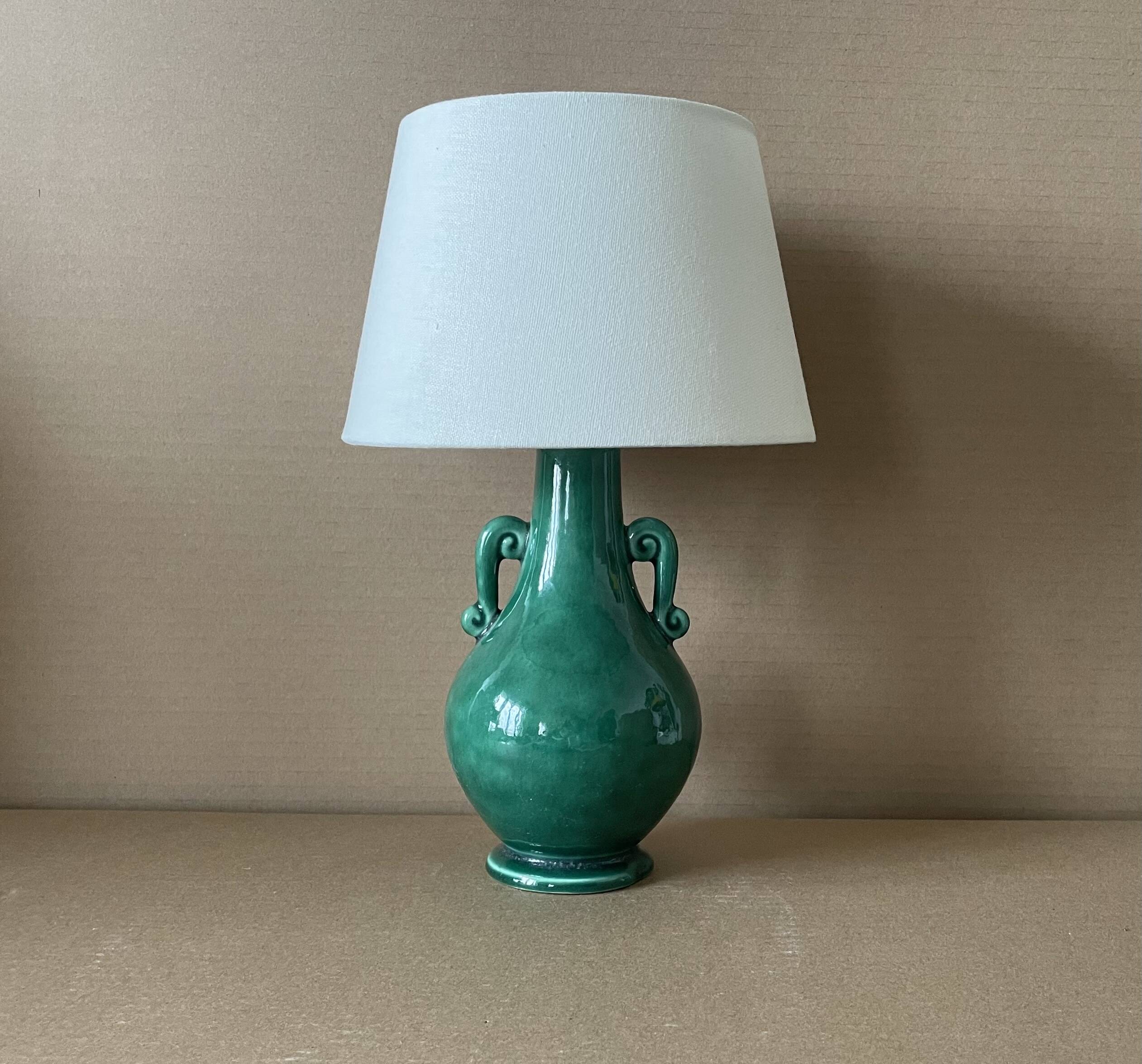 Old green ceramic lamp