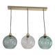 Made globe pendant lamp 3 lights – brass & green glass