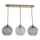 Made globe pendant lamp 3 lights – brass & green glass