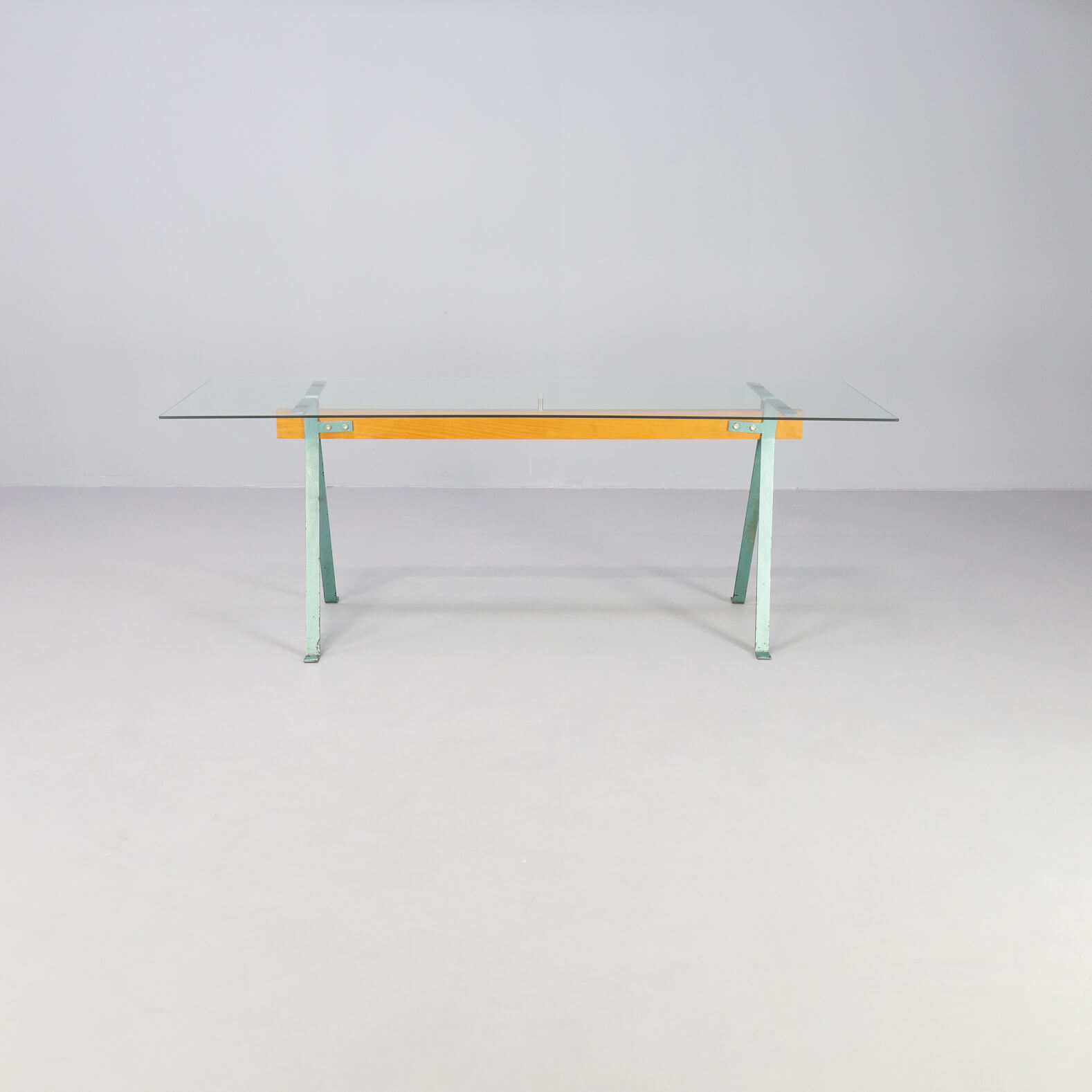 70s metal and glass table desk