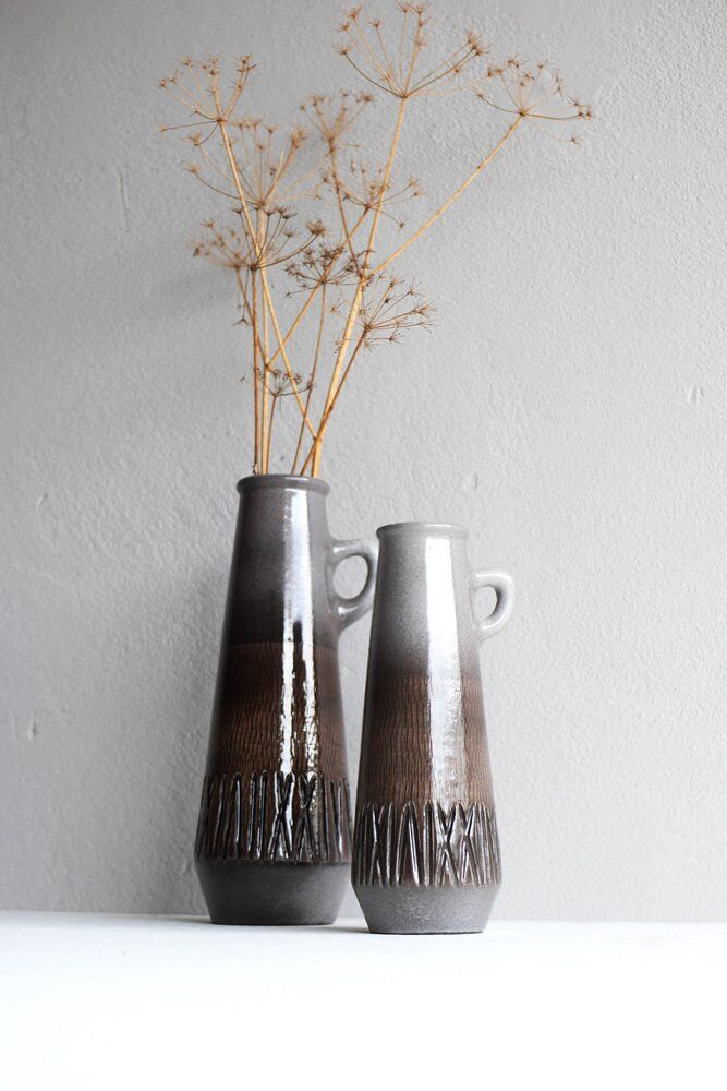 Mid-century modern art ceramic vases by Ingrid Atterberg for Upsala-Ekeby, 1970s, set of 2