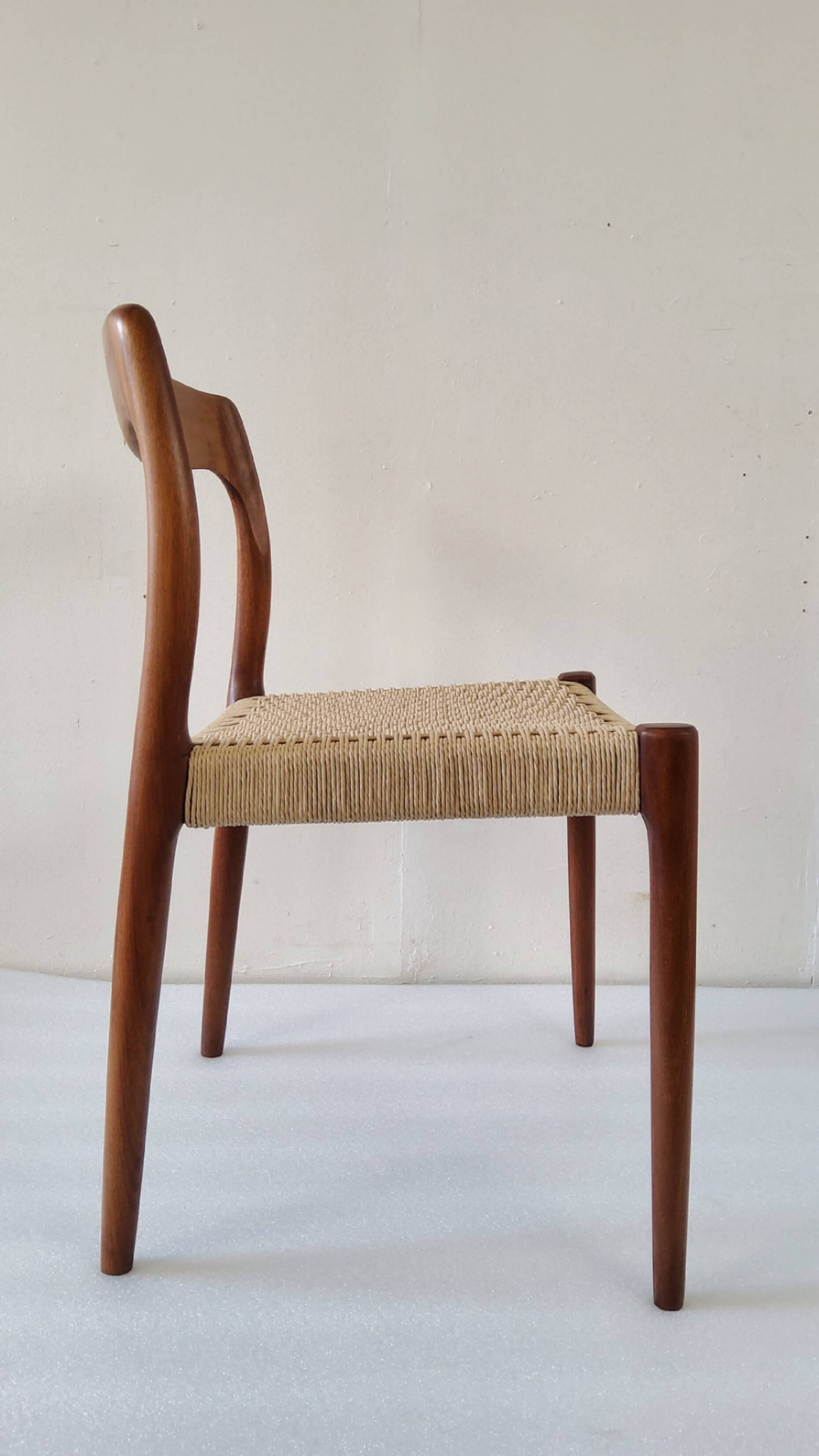 Danish dining chairs in wood and paper cord