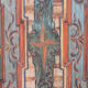 Rustic Weathered Farmhouse Folk Art Painted Bridal Cabinet from 1798
