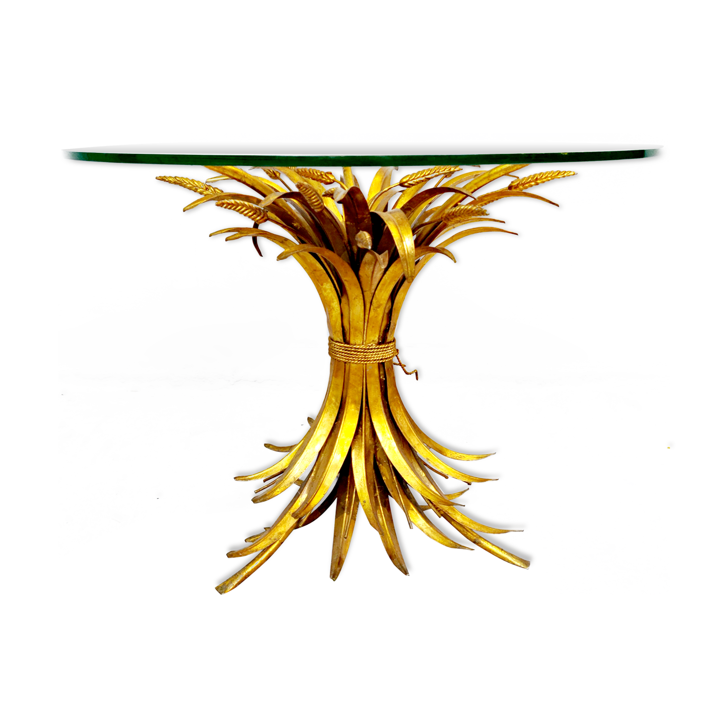 Gilt metal coffee table style Coco Chanel France 1960s