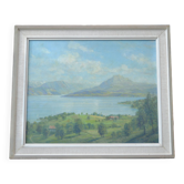 Tableau, peinture a l huile lac du salagou