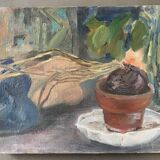 Tableau vintage années 70 nature morte à l’oignon