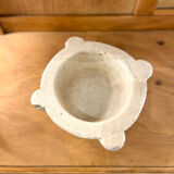 Old white grey marble mortar