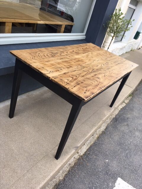 Black farm table and rough top