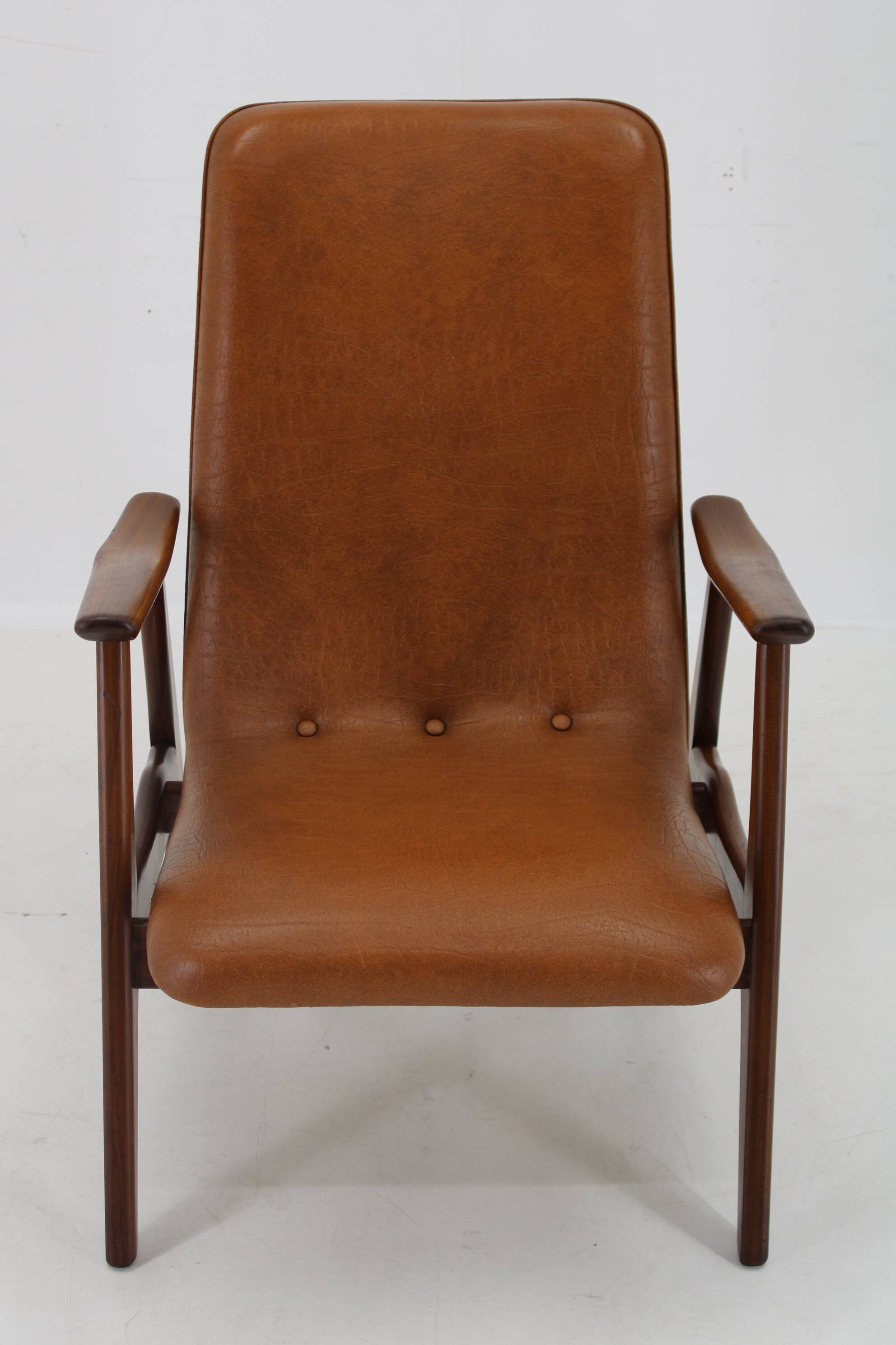 1960s Scandinavian Teak Armchair in Leatherette