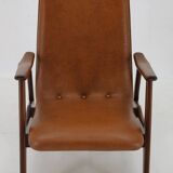 1960s Scandinavian Teak Armchair in Leatherette