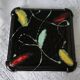 Antique underside in black ceramic enamelled modern and colorful décor