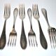 Series of 6 vintage table forks in silver metal deetjen 100 21.5cm