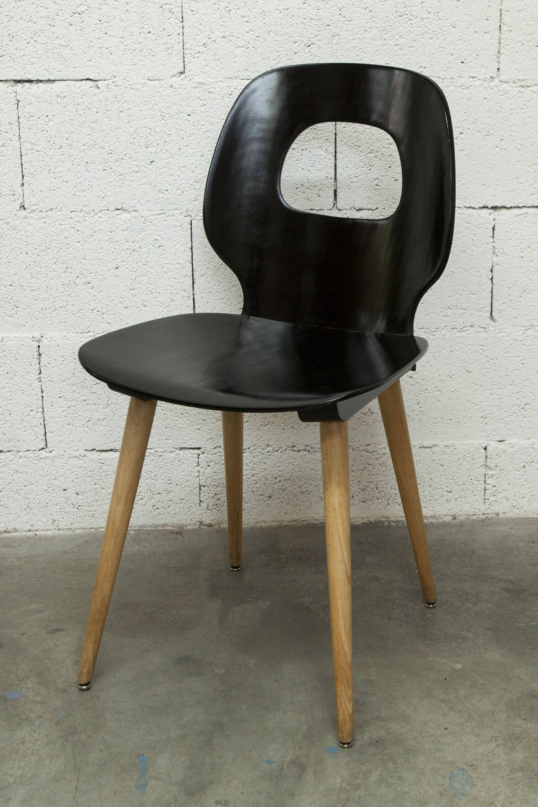 Chaie Baumann model eye 1960 moulded plywood black and wood