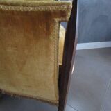 Art Deco yellow velvet armchair - moustache backrest