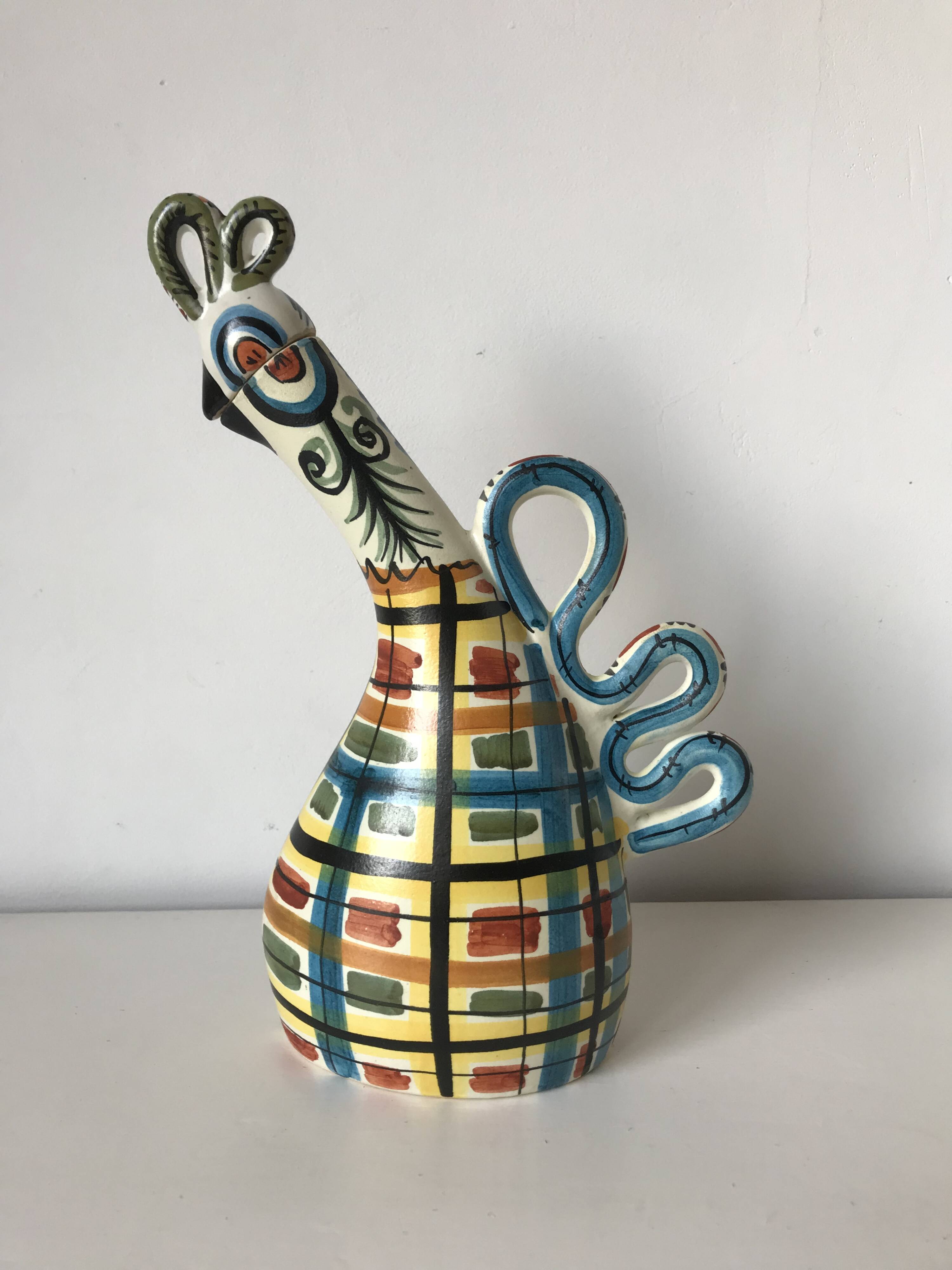 Zoomorphic ceramic bottle, Kéraluc, Georges Allier, 1950s