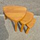Set 3 Vintage brutalist oak side nesting tables triangular