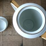 White and gold Limoges porcelain teapot