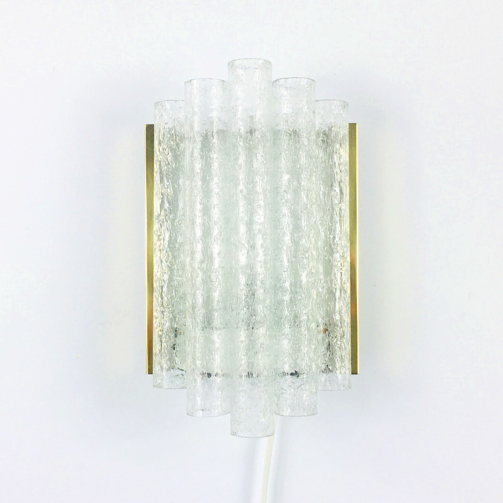 Ice glass wall lights from doria leuchten, germany, 1960s