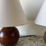 Set of 2 wooden ball lamps