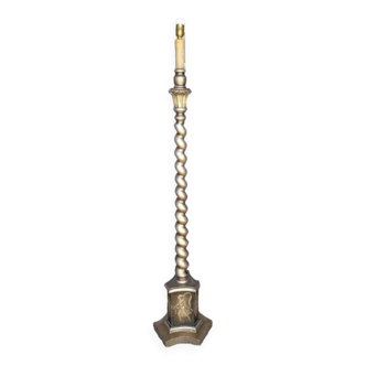 Silver carved wood floor lamp from the 1940s