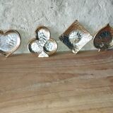 Set of 4 Jie Gantofta enamelled brass ashtrays – playing cards – desi