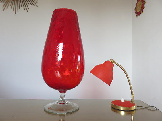 Italy 60s 70s red glass vase