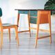 Bureau et sa chaise vert et bois, année 50
