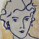 Painting signed Chinese ink and pastel female portrait “study”
